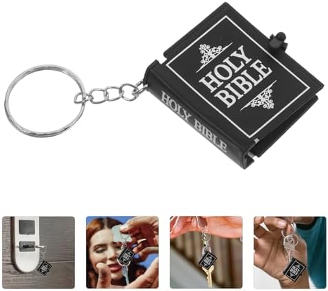 LUOZZY 12 Pcs Mini Bible Keychain Set Inspirational Church Theme Keyrings