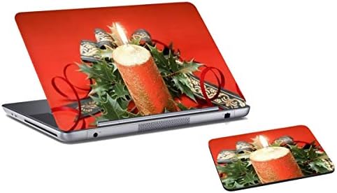 Red Christmas Candles Laptop Skin and Mouse Pad Combo Set
