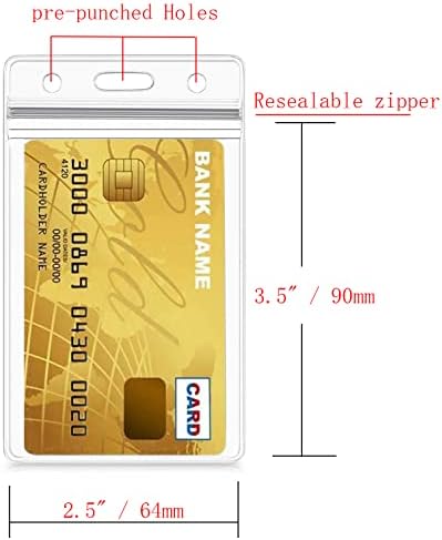 6 Pack Vertical ID Card Badge Holder with Waterproof Zip