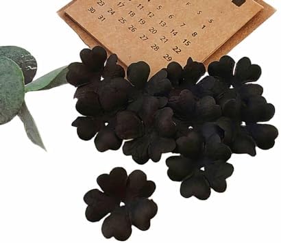 HukDok Black Mulberry Paper Flower Petals 50pcs Heart Shape