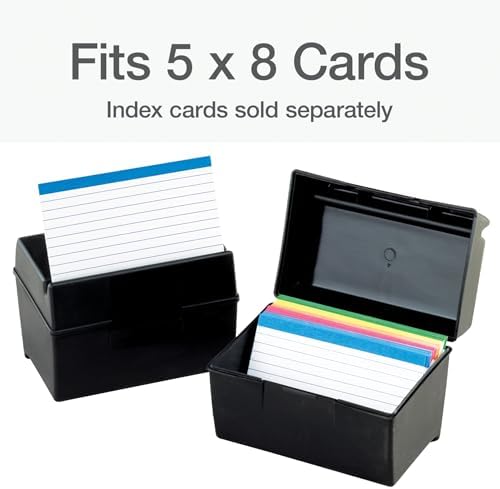 Oxford Plastic Index Card Box 500 Capacity Black