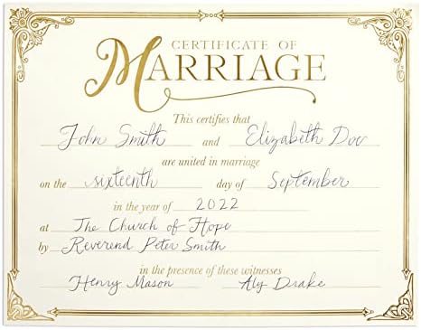 48 Pack Wedding Certificates with Gold Foil Edges