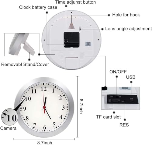 Hidden Spy Camera Wall Clock with HD WiFi and Motion Detection