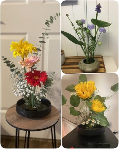 Round Flower Arrangers with Kenzan Pins 6 Piece Set