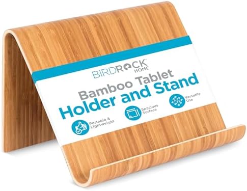 Bamboo Tablet Holder Stand - Adjustable Natural Wood Design