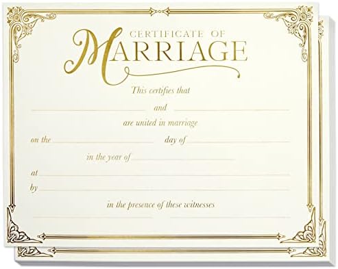 48 Pack Wedding Certificates with Gold Foil Edges