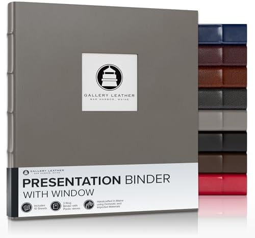 Gallery Leather 3 Ring Binder with Window 125 Thick Freeport Slate