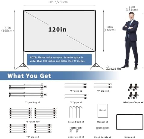 VISULAPEX 120 Inch Projector Screen with Stand