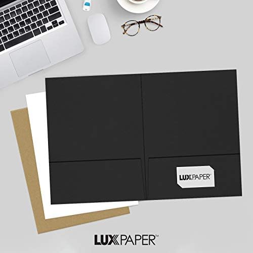 LUXPaper 9 x 12 Inch Project Folders Two Pocket Midnight Black 100lb