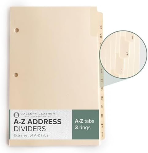 Gallery Leather A-Z Dividers for 3 Ring Binder