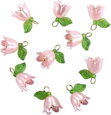 10 Pcs Pearl Bell Orchid Pendant Beads