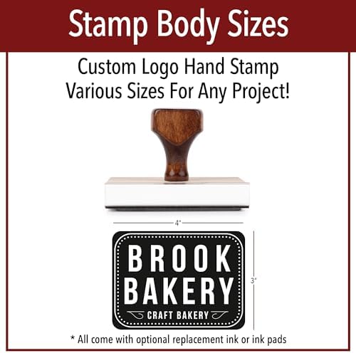 Personalized Rubber Hand Stamp with Wood Handle