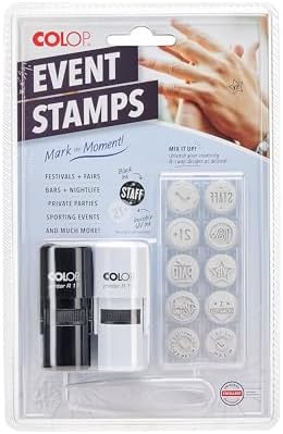 COLOP Printer R17 Event Hand Stamp Set with UV Ink 10 Designs