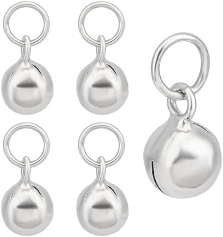 BENECREAT 5Pcs 925 Sterling Silver Jingle Bells