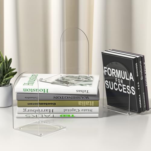 ALOTCHE Acrylic Bookends 4 Piece Clear Set