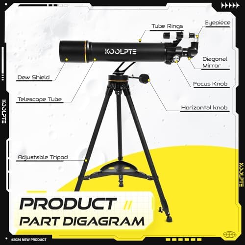 Koolpte 90mm Aperture High Power Telescope with AZ Mounting Base and Accessories