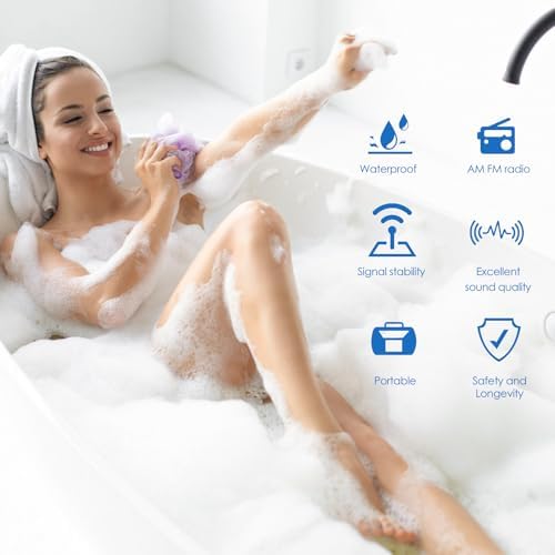 Zopsc AM FM Shower Radio with Rotating Knob