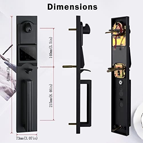Smart Keypad Deadbolt Handleset in Matte Black for Double Doors