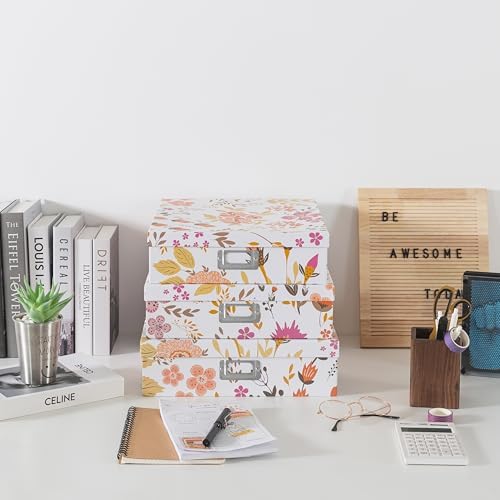 Soul Lane Floral Storage Box Set of 3 with Lids