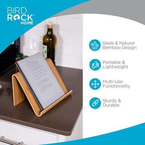 Bamboo Tablet Holder Stand - Adjustable Natural Wood Design