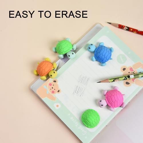16 Pcs Cute Turtle Pencil Erasers for Kids