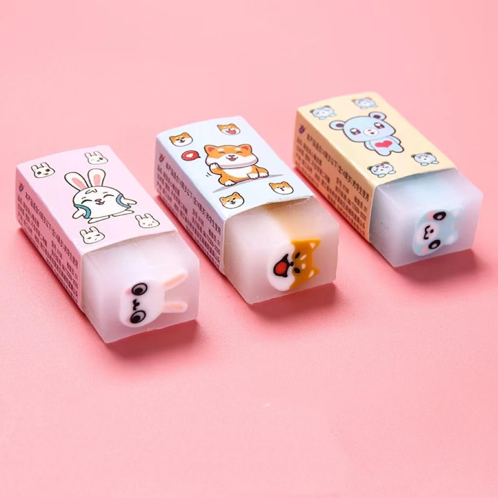 6 Pack Cute Animal Erasers for Pencils