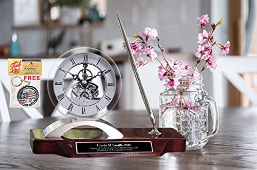 AllGiftFrames Luxury Desk Name Plate with Clear Clock Case