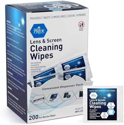 MED PRIDE Anti-Fog Lens Cleaning Wipes 200 Count