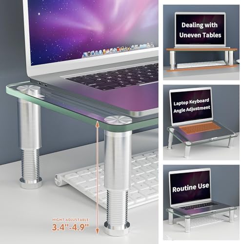 2 Pack Adjustable Monitor Riser with Tilt and Space-Saving Design