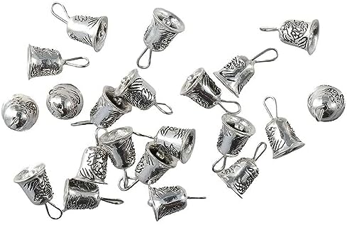30Pcs Mini Antique Silver Jingle Bells Charms for DIY Jewelry