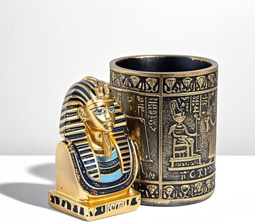 Ancient Egyptian Pencil Holder with Pharaoh and Isis