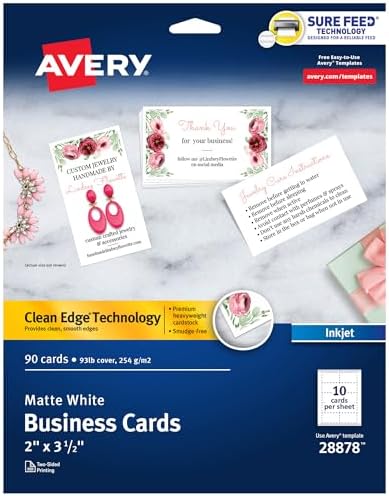 Avery Clean Edge Business Cards 2x35 White 90 Blank