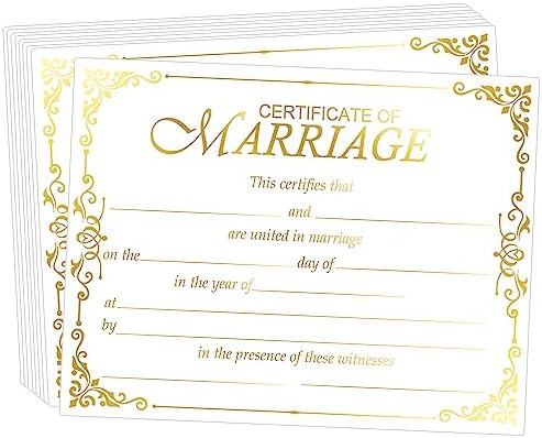 Gold Foil Marriage Certificates 11x85 Inch 24 Pcs Wedding Paper