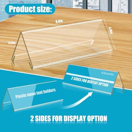 30 PCS Clear Acrylic Name Card Holders for Desks and Tables