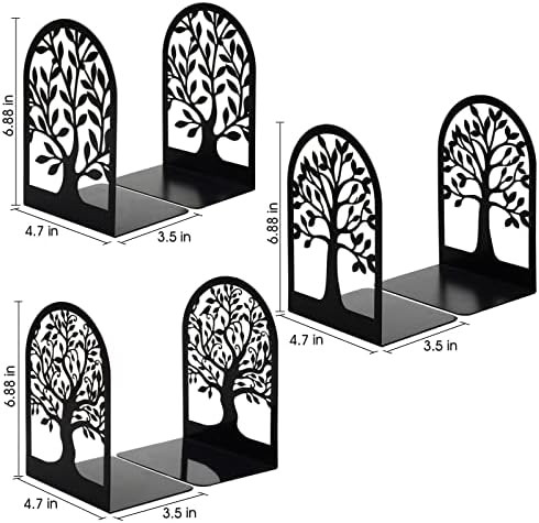 HappyHapi Book Ends Set 3 Pairs 6 Pcs L Shaped Metal