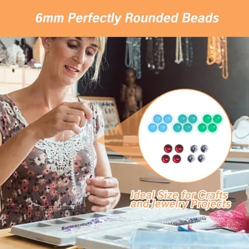 20Pcs Quartz Banger 6mm Clear Pearl Beads for Crafting and Jewelry Making