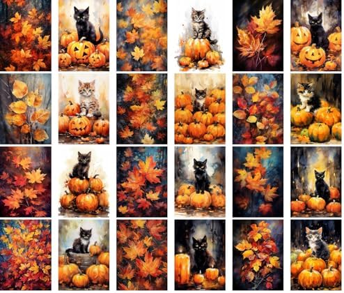 PIXILUV Vintage Postcards 24pcs 4x6 Autumn Whispers