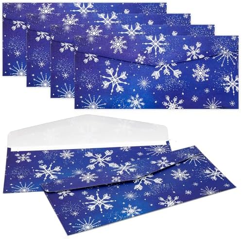 Whaline 150Pcs Christmas Money Envelope Blue White Snowflake