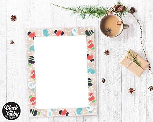 Winter Gloves Christmas Holiday Stationery 60 Sheets
