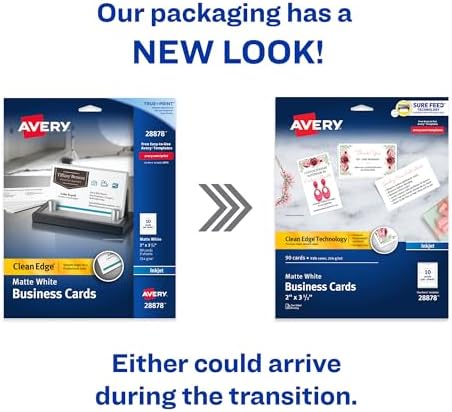 Avery Clean Edge Business Cards 2x35 White 90 Blank