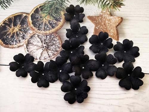HukDok Black Mulberry Paper Flower Petals 50pcs Heart Shape