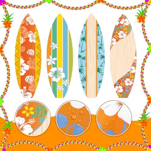 4 Pcs Giant Surfboards Bulletin Board Wall Decor Set