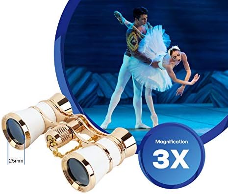 Aomekie Opera Glasses Binoculars 3X25 Compact White