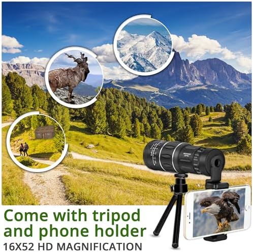 Portable High Power Monocular Telescope for Adults and Kids