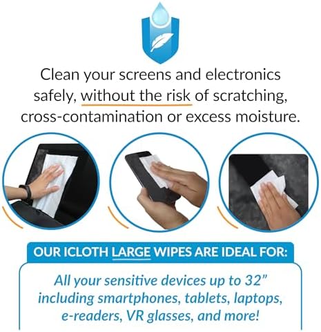 iCloth Large Screen Cleaning Wipes for Electronics