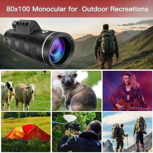 YATIME 80x100 HD High Power Monocular with Smartphone Adapter and Tripod