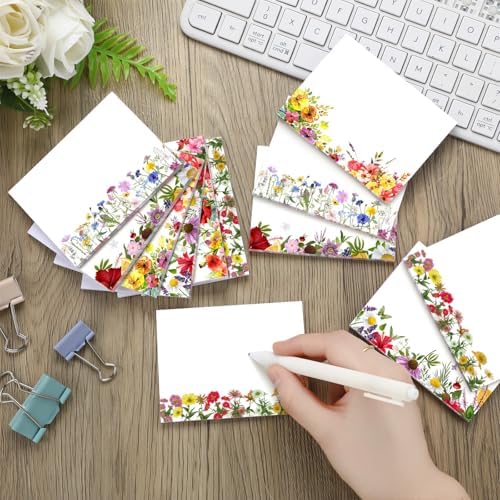 Janlaugh 12 Pads Wildflower Sticky Notes for Journaling and Gift Giving