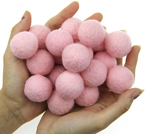 Zasy 30mm Foam Filled Needle Wool Felt Balls Pink