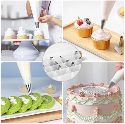 2 Pack Piping Tip Organizer Box with 36 Grids and Adjustable Dividers