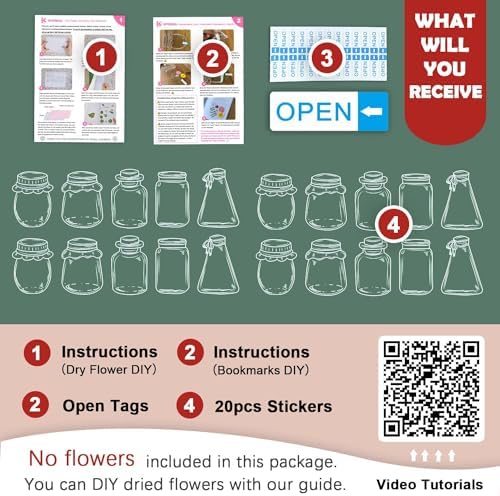 Krinisou Dried Flower Bookmark Kit 20pcs DIY Transparent Bookmarks